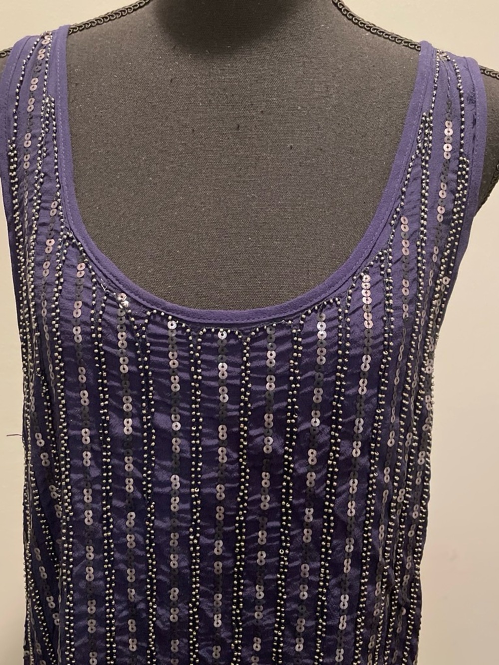 Forever 21 Sequined Tank Dress Size L Navy Blue Y2K Glam Retro Vibe Baddie